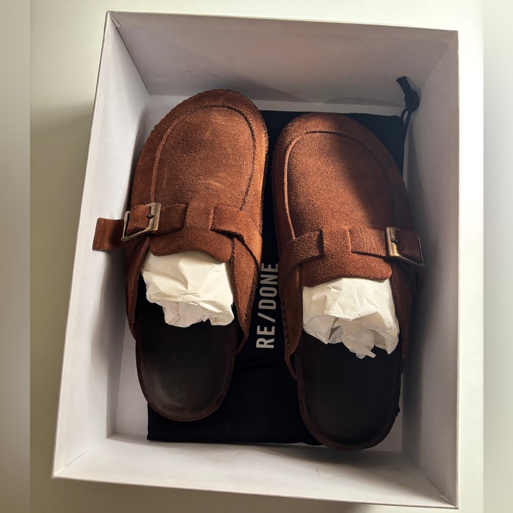 RE/Done 70s Moc Suede Slides Cuoio Suede #REDONE